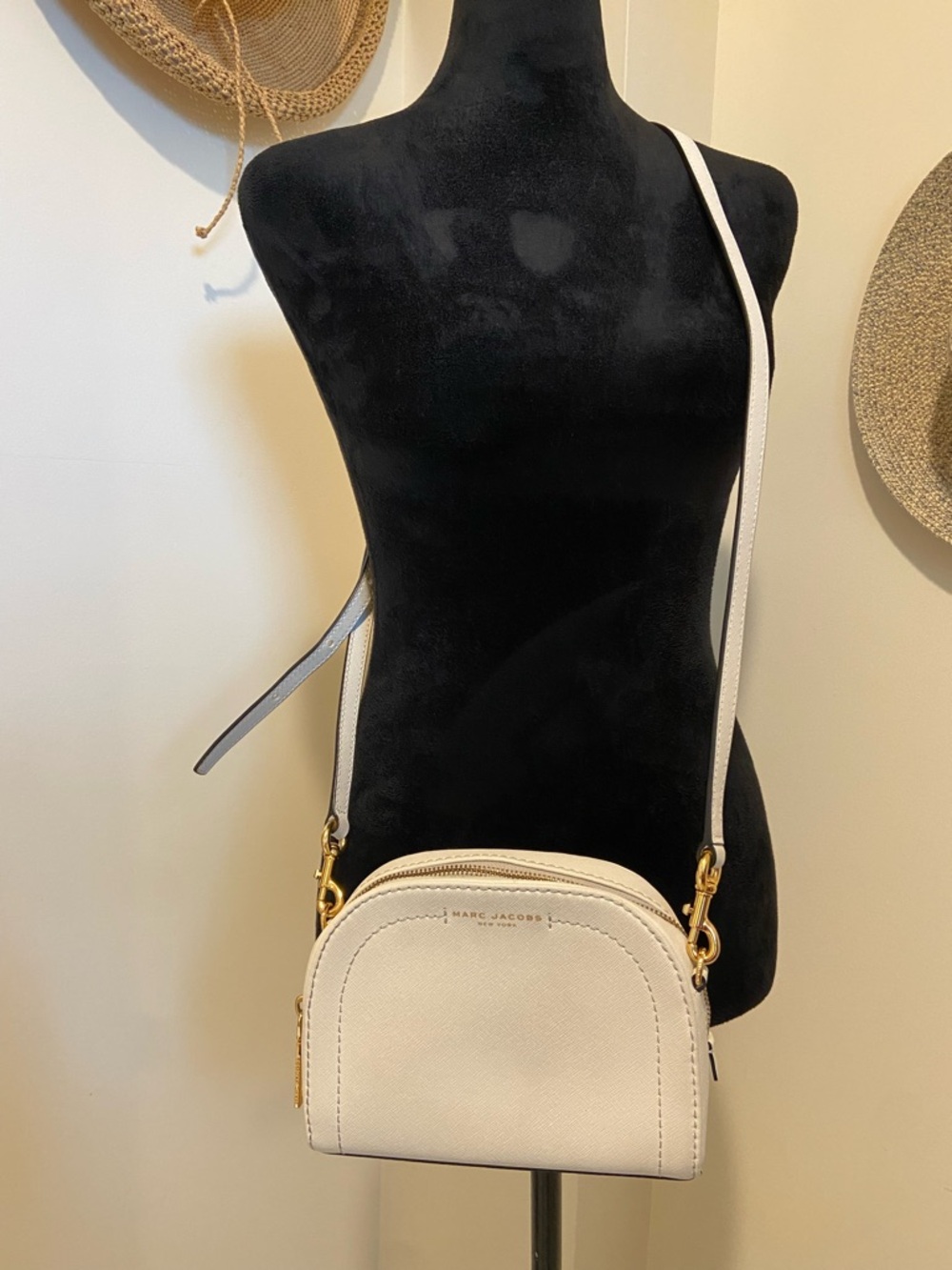 Marc Jacobs Cream Leather Crossbody Bag with Gold Hardware